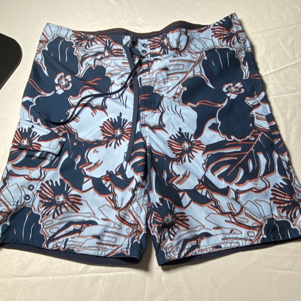 Mossimo Supply Co. Men's Board Shorts Floral Blue Red Size 38 Drawstring
